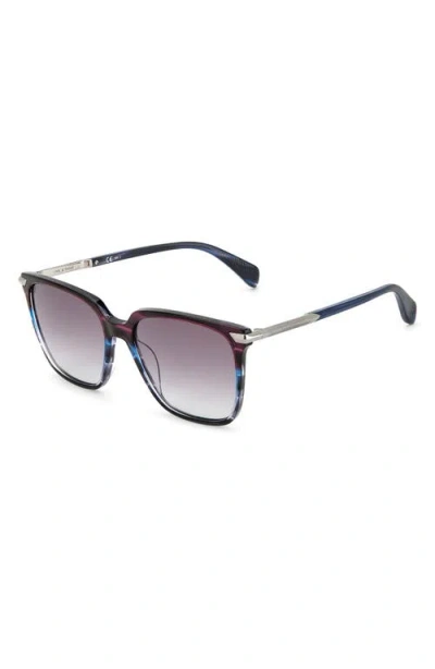 Rag & Bone 55mm Polarized Gradient Rectangle Sunglasses In Blue