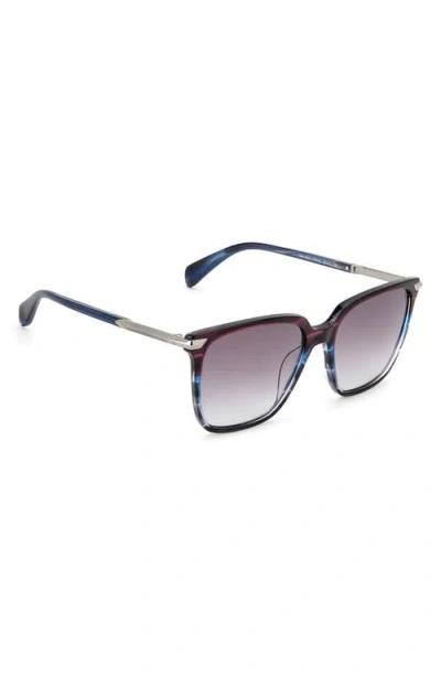 Rag & Bone 55mm Polarized Gradient Rectangle Sunglasses In Blue