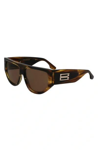 Victoria Beckham B-buckle 55mm Modified Rectangular Sunglasses In Brown