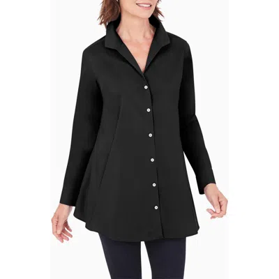 Foxcroft Cecilia Non-iron Button-up Tunic Shirt In Black