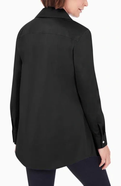 Foxcroft Cecilia Non-iron Button-up Tunic Shirt In Black