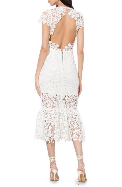 Alice And Olivia Clover Open Back Lace Dress In White