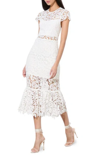 Alice And Olivia Clover Open Back Lace Dress In White