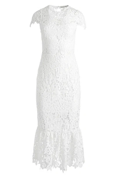 Alice And Olivia Clover Open Back Lace Dress In White