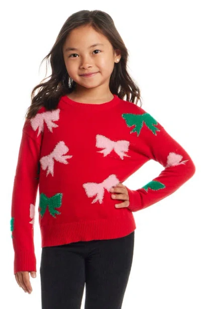 Andy & Evan Kids' Bow Icon Sweater & Leggings Set In Red