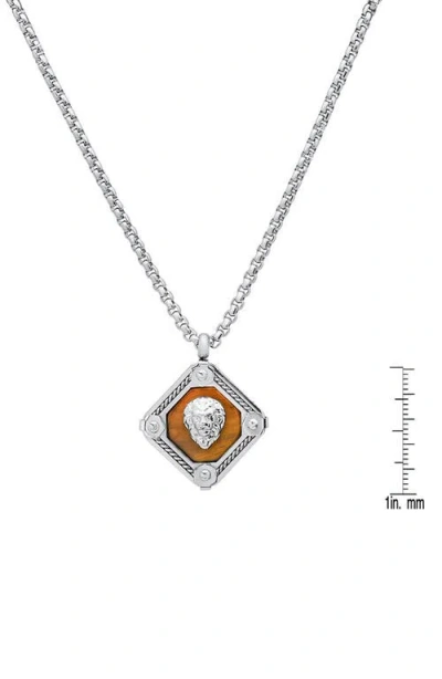 Hmy Jewelry Stainless Steel Tiger's Eye Pendant Necklace In Metallic