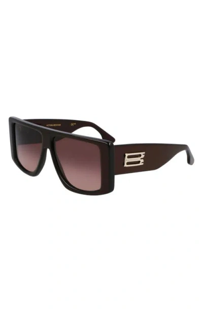 Victoria Beckham Vb Monogram 51mm Rectangular Sunglasses In Brown
