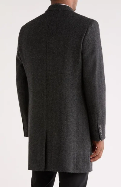 Nordstrom Rack Herringbone Silk Topcoat In Gray