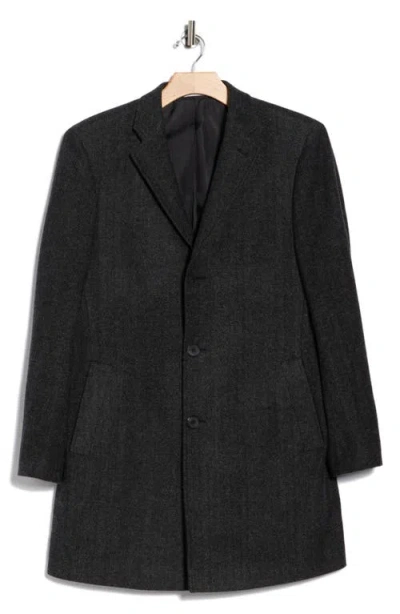 Nordstrom Rack Herringbone Silk Topcoat In Gray