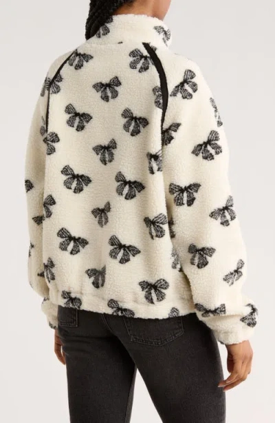 Rdi Bow Faux Shearling Zip Jacket In Neutral