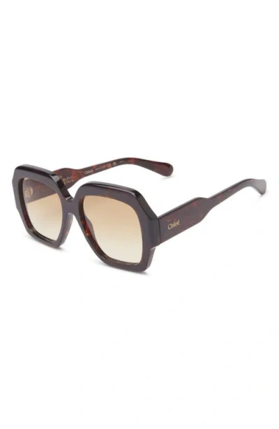 Chloé 56mm Rectangular Sunglasses In Brown