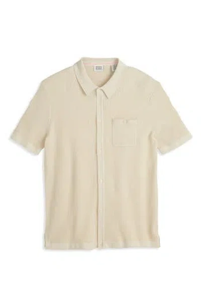 Scotch & Soda Short Sleeve Knit Button-up Shirt In Neutral