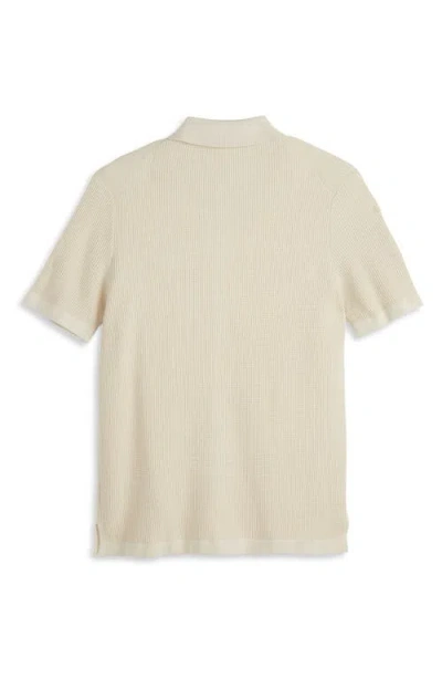 Scotch & Soda Short Sleeve Knit Button-up Shirt In Neutral