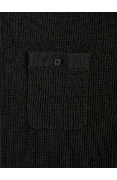 Scotch & Soda Short Sleeve Knit Button-up Shirt In Black