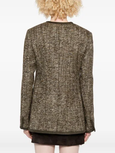 Golden Goose Coffee-colored Wool Tweed Jacket In Multi