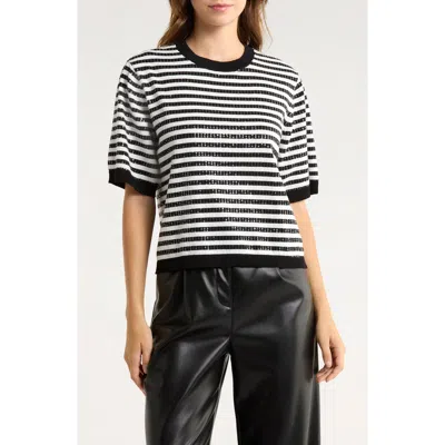 Sanctuary Sequins Short Sleeve Knit Sweater In Multi