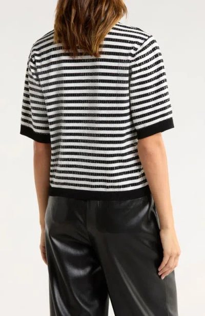 Sanctuary Sequins Short Sleeve Knit Sweater In Multi