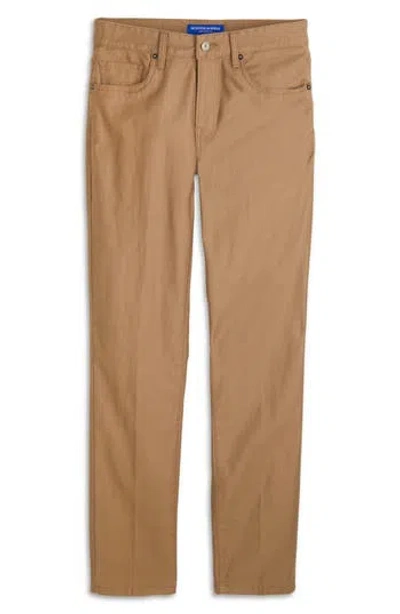 Scotch & Soda Dobby Stretch Cotton Straight Leg Pants In Brown