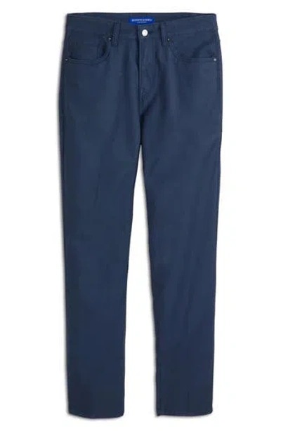 Scotch & Soda Dobby Stretch Cotton Straight Leg Pants In Blue