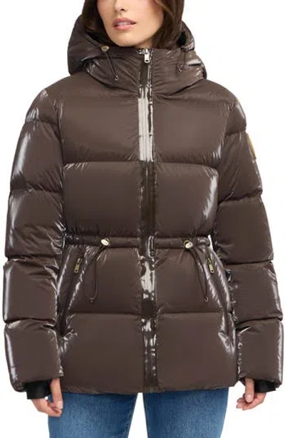Scotch & Soda Enola Water Repellent Channel Quilted Down Jacket In Brown
