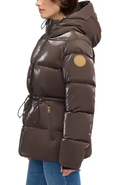 Scotch & Soda Enola Water Repellent Channel Quilted Down Jacket In Brown