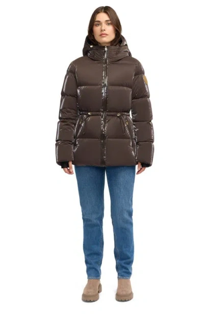 Scotch & Soda Enola Water Repellent Channel Quilted Down Jacket In Brown