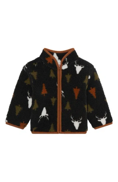 Pl Baby By Petit Lem Fleece Jacket, Graphic T-shirt & Joggers Set In Multi