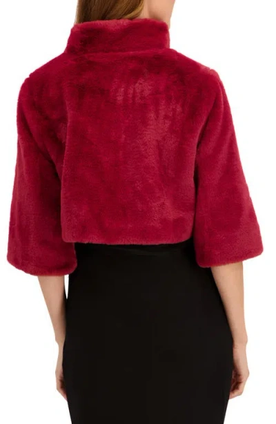 Laundry By Shelli Segal Mock Neck Faux Fur Shrug In Red