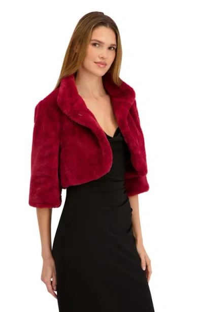 Laundry By Shelli Segal Mock Neck Faux Fur Shrug In Red