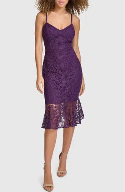 Siena Stripe Floral Lace Dress In Purple