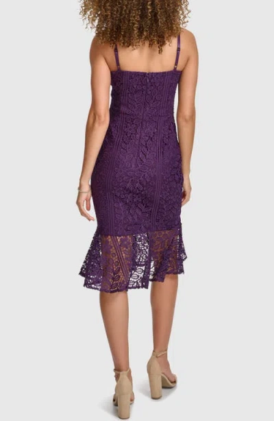 Siena Stripe Floral Lace Dress In Purple