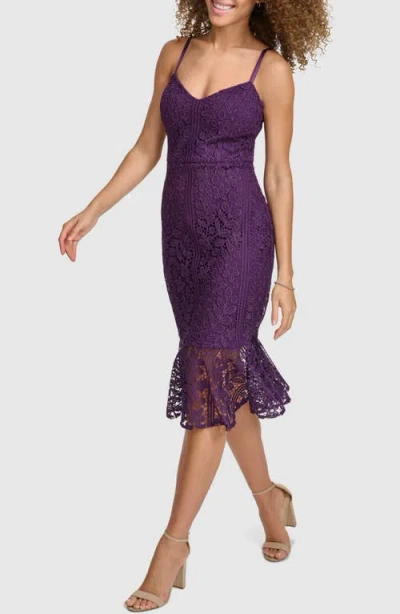 Siena Stripe Floral Lace Dress In Purple