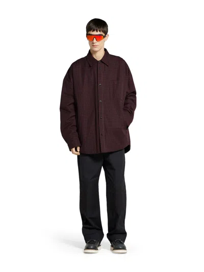 Gucci Padded Jacket Featuring Gingham Pattern In Brown