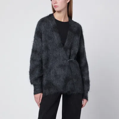Isabel Marant Mylene Cardigan In Spray-effect Kid Mohair And Wool In Black