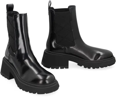 Jimmy Choo Leather Ankle Boots Chunky Sole In Black