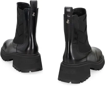 Jimmy Choo Leather Ankle Boots Chunky Sole In Black