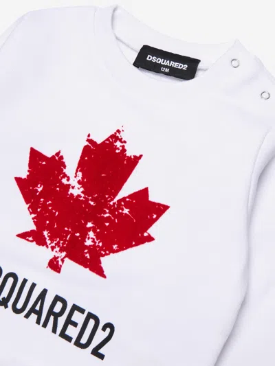 Dsquared2 Kids Maple Leaf Logo Sweatshirt In White
