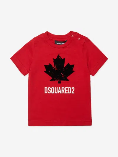 Dsquared2 Kids Maple Leaf Logo T-shirt In Red