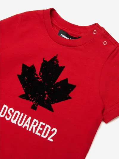Dsquared2 Kids Maple Leaf Logo T-shirt In Red
