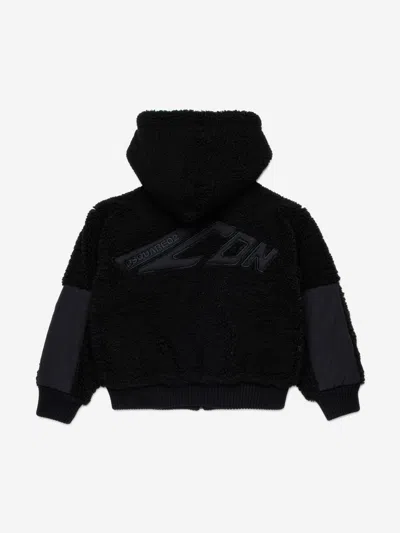 Dsquared2 Kids Teddy Fleece Icon Jacket In Black