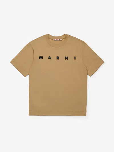 Marni Kids Logo T-shirt In Brown