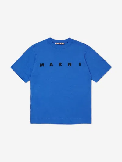 Marni Kids Logo T-shirt In Blue