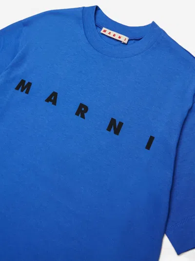 Marni Kids Logo T-shirt In Blue