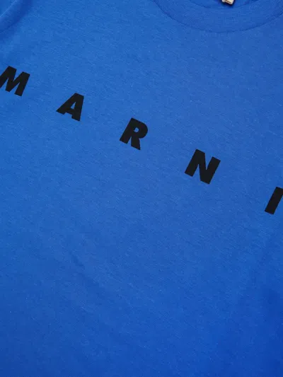 Marni Kids Logo T-shirt In Blue