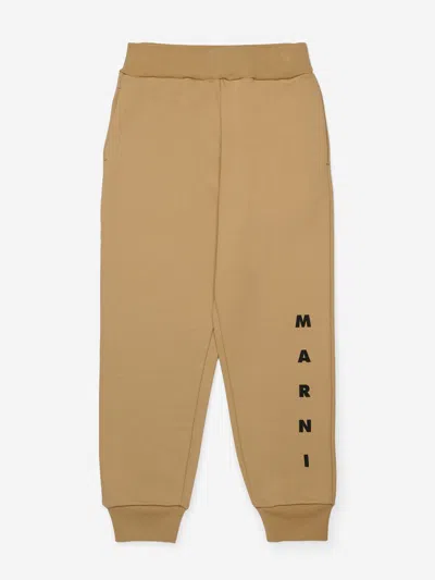 Marni Kids Logo Joggers In Brown