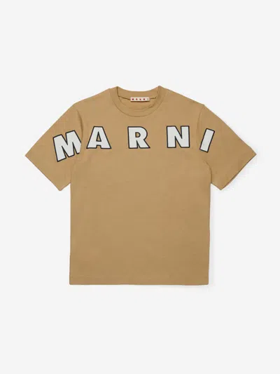 Marni Kids Logo T-shirt In Brown