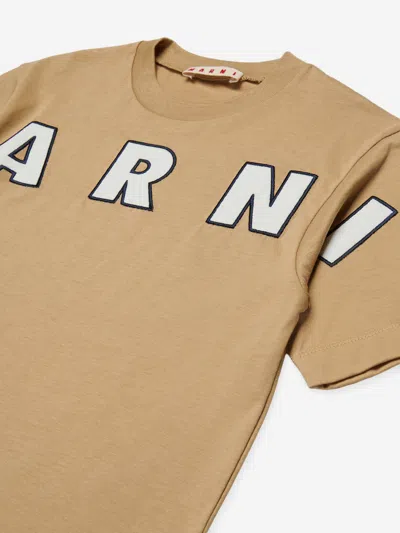 Marni Kids Logo T-shirt In Brown
