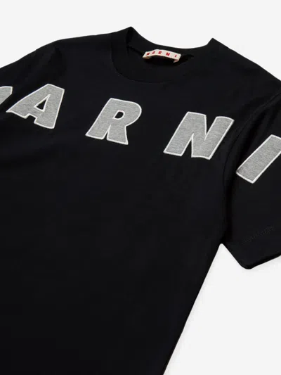 Marni Kids Logo T-shirt In Black