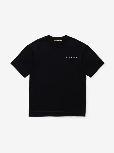 Marni Kids Pocket Logo T-shirt In Blue