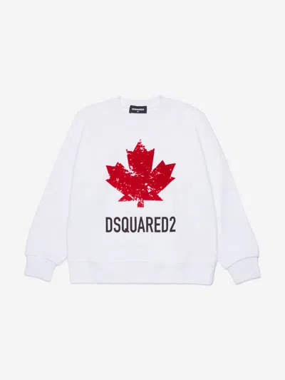Dsquared2 Kids Maple Leaf Logo Sweatshirt In White